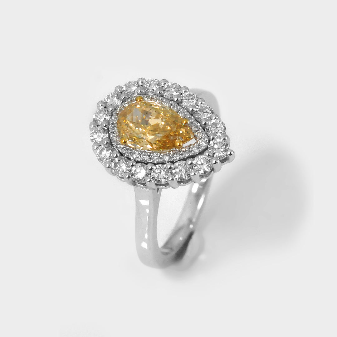 Fancy Yellow Pear Shape Diamond Engagement Ring