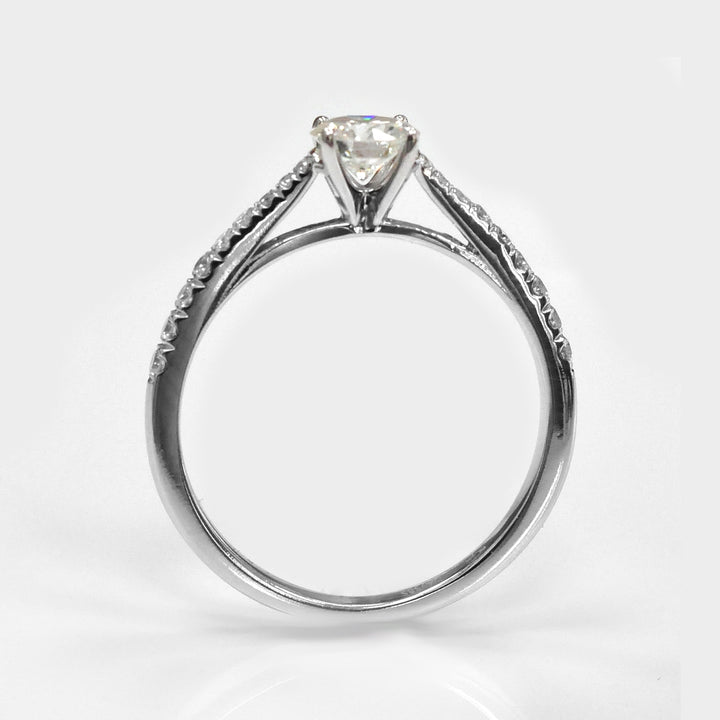 classic side stones elevated shank engagement ring