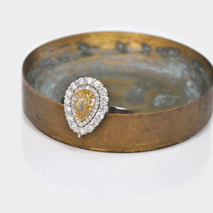 Fancy Yellow Pear Shape Diamond Engagement Ring