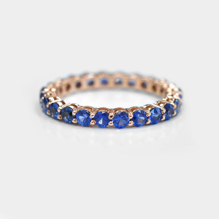 Blue Sapphire Eternity Band in 14K Rose Gold