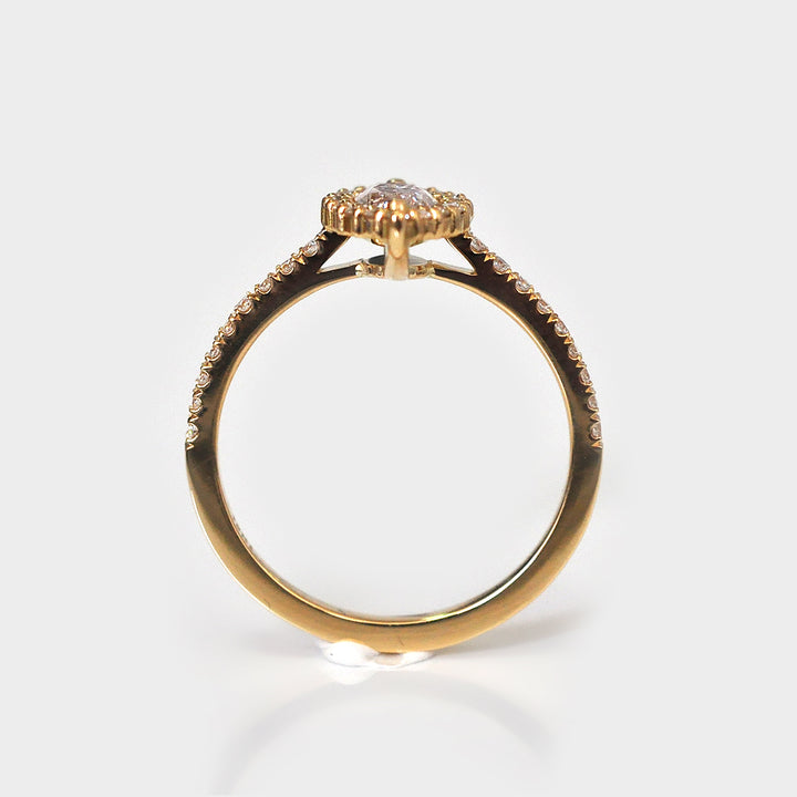 Light Pink Marquise Diamond Ring and White Diamonds Halo