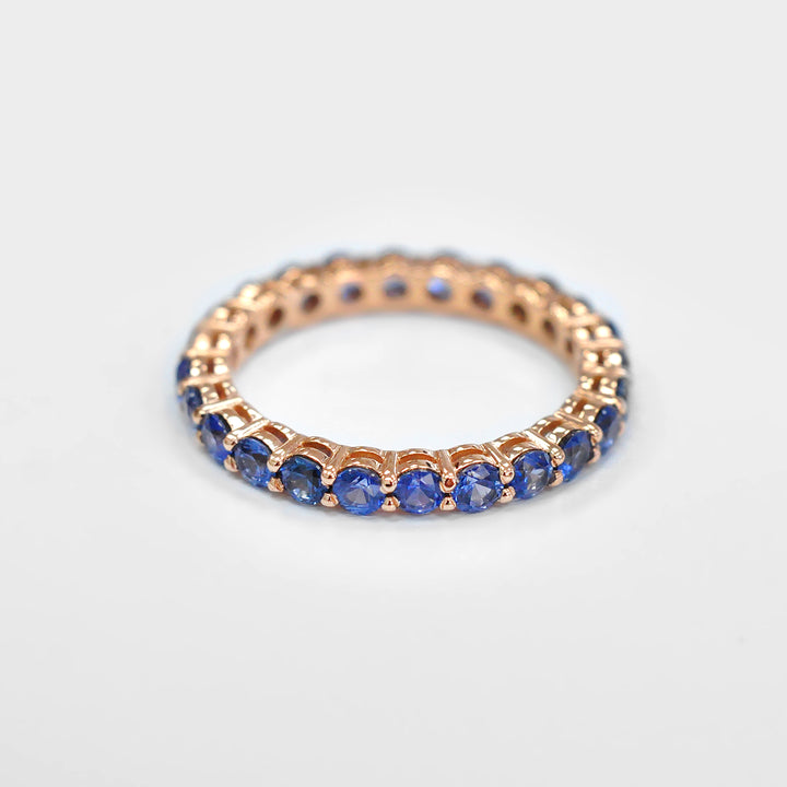 Blue Sapphire Eternity Band in 14K Rose Gold