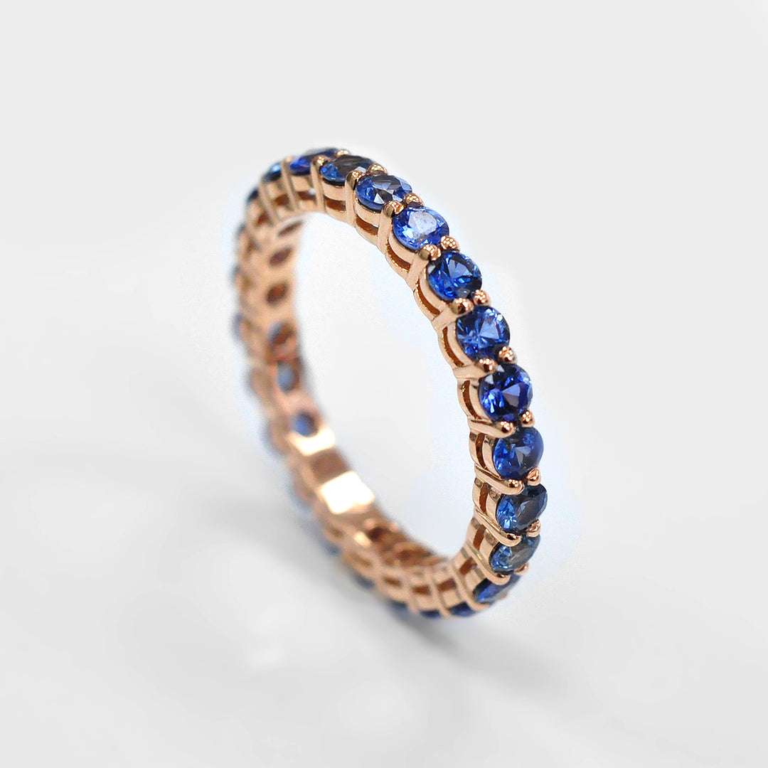 Blue Sapphire Eternity Band in 14K Rose Gold