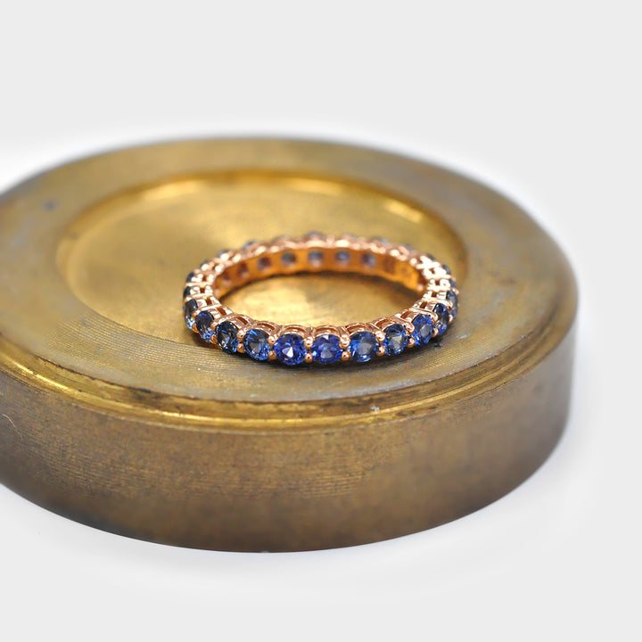 Blue Sapphire Eternity Band in 14K Rose Gold