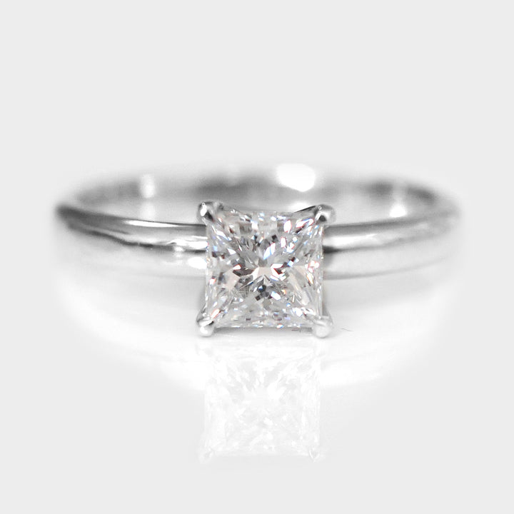 Solitaire Princess Cut White Diamond Ring