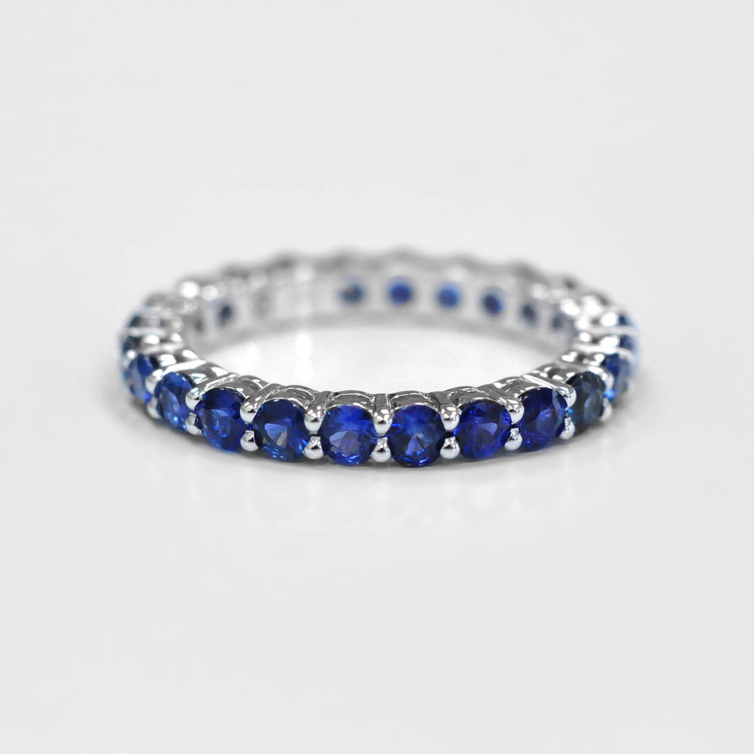 Blue Sapphire Eternity Band in 14K White Gold