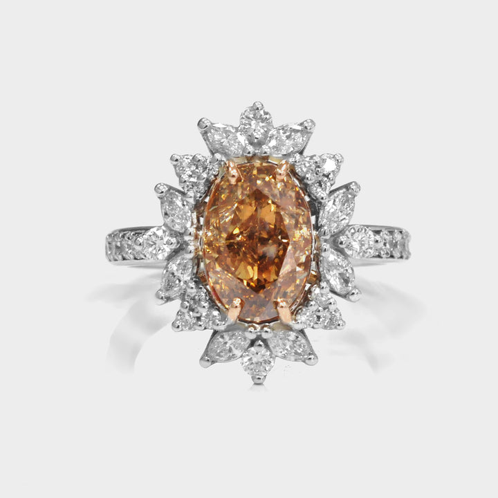 Fancy Orangy Brown &amp; White Diamonds Magnificent Ring