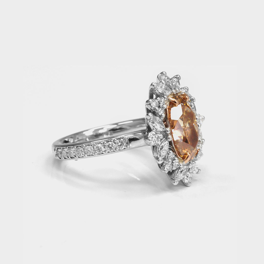 Fancy Orangy Brown &amp; White Diamonds Magnificent Ring