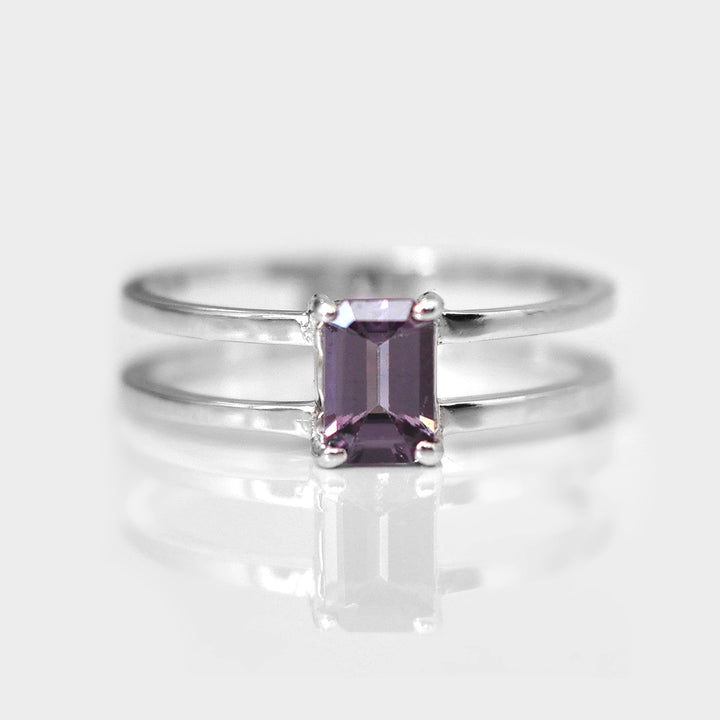 Split Shank Solitaire Purple Spinel Ring