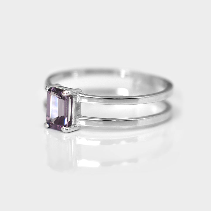 Split Shank Solitaire Purple Spinel Ring