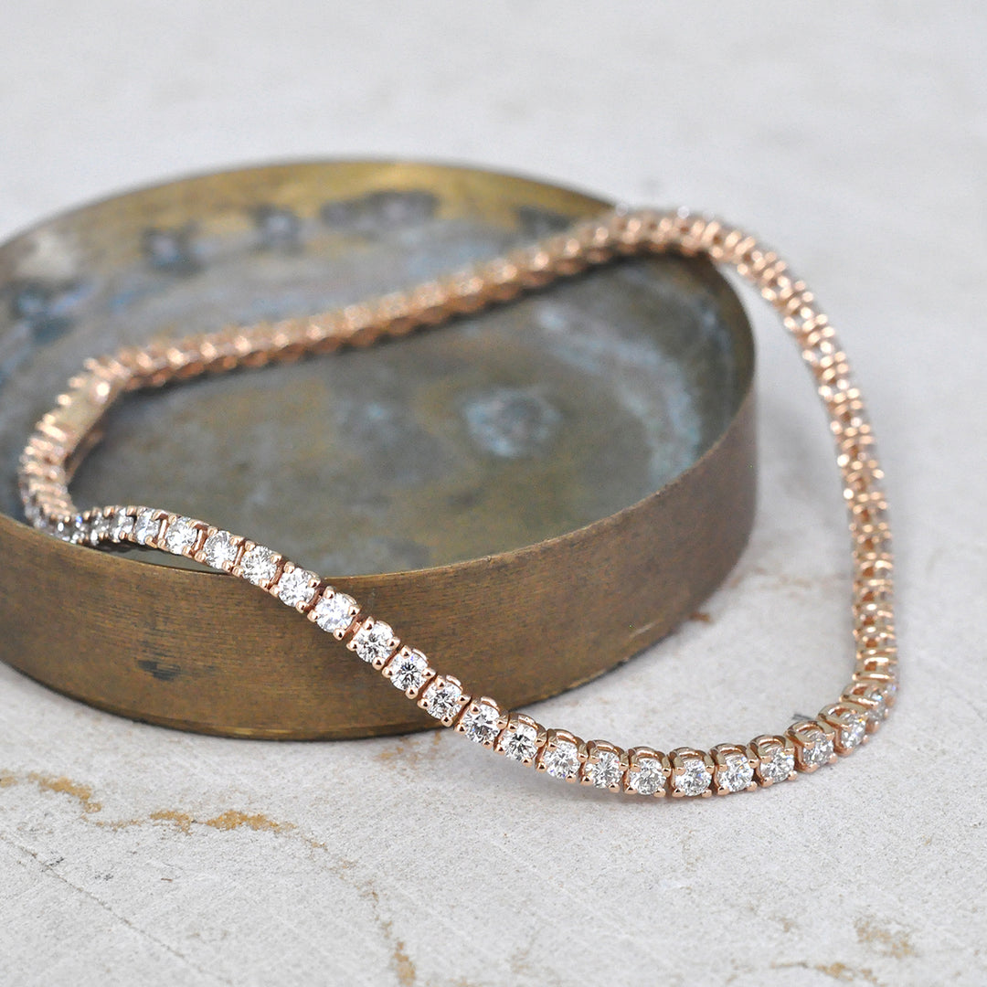 Rose Gold 5 carat Diamonds Tennis bracelet