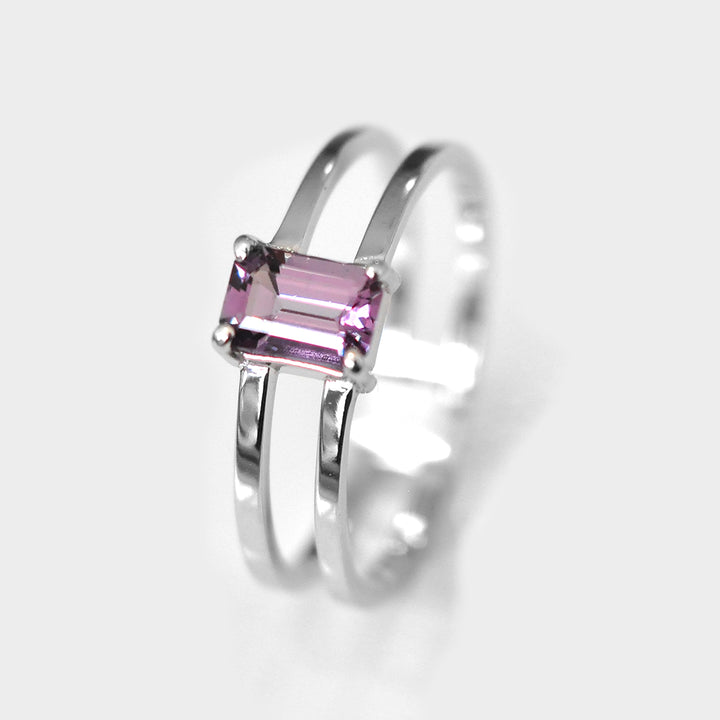 Split Shank Solitaire Purple Spinel Ring