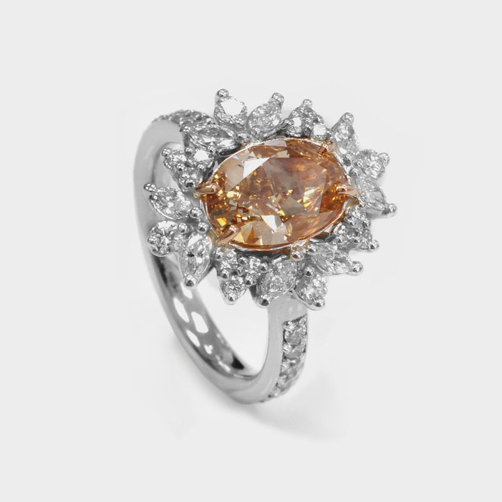 Fancy Orangy Brown &amp; White Diamonds Magnificent Ring