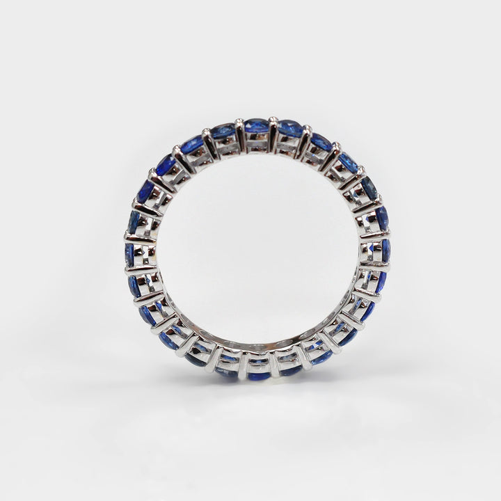 Blue Sapphire Eternity Band in 14K White Gold