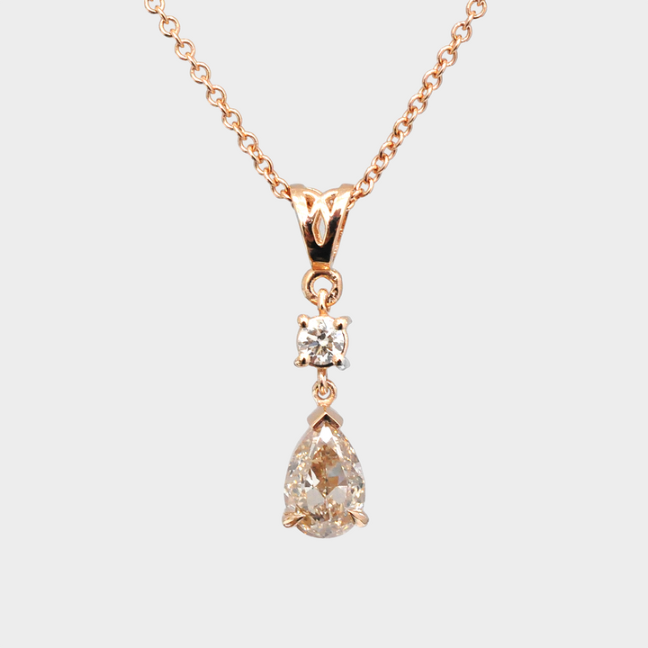 Fancy Pear Shape Diamond Pendant in Rose Gold
