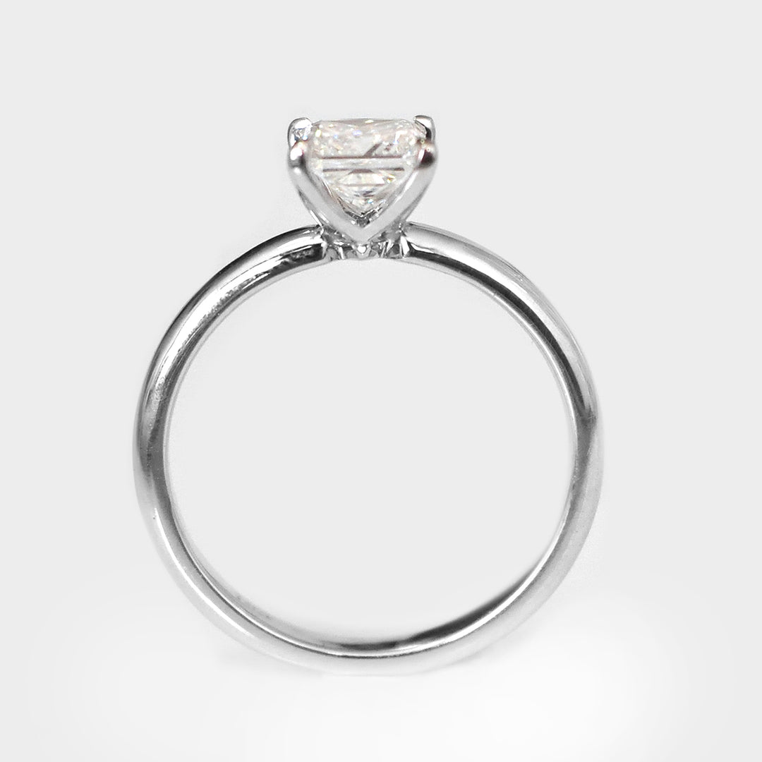 Solitaire Princess Cut White Diamond Ring