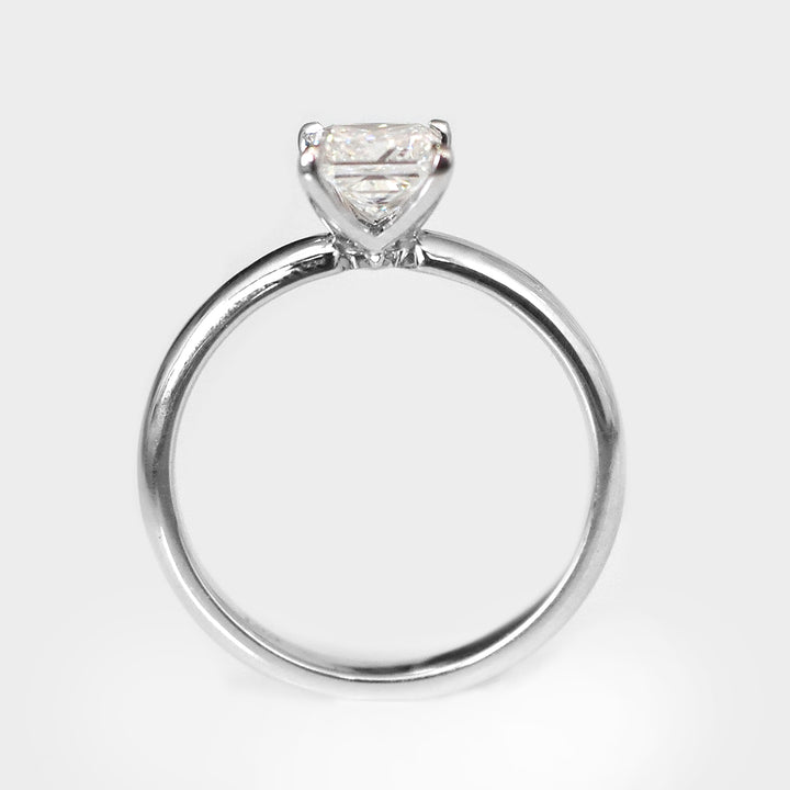 Solitaire Princess Cut White Diamond Ring