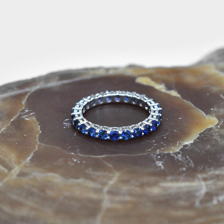 Blue Sapphire Eternity Band in 14K White Gold