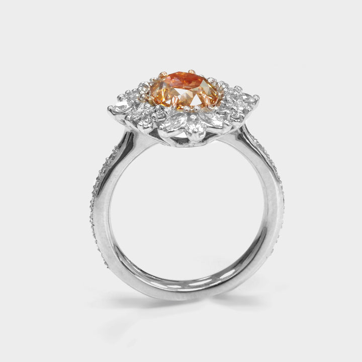 Fancy Orangy Brown &amp; White Diamonds Magnificent Ring