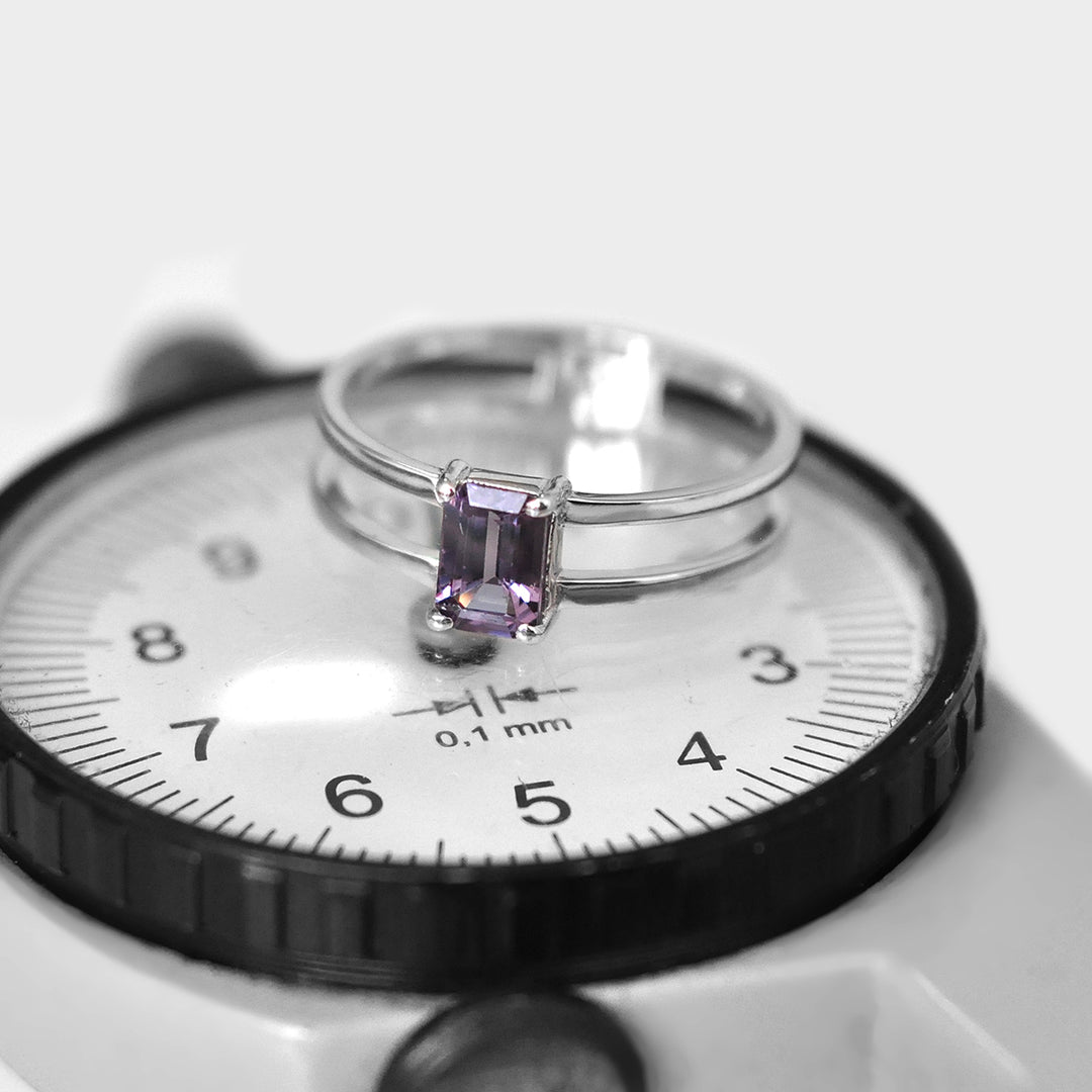 Split Shank Solitaire Purple Spinel Ring