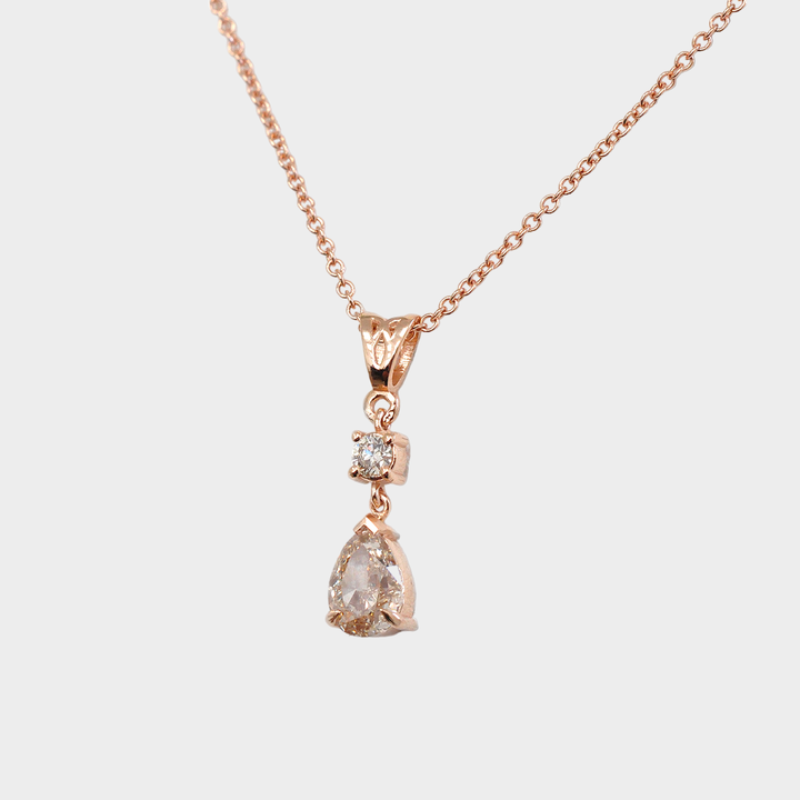 Fancy Pear Shape Diamond Pendant in Rose Gold