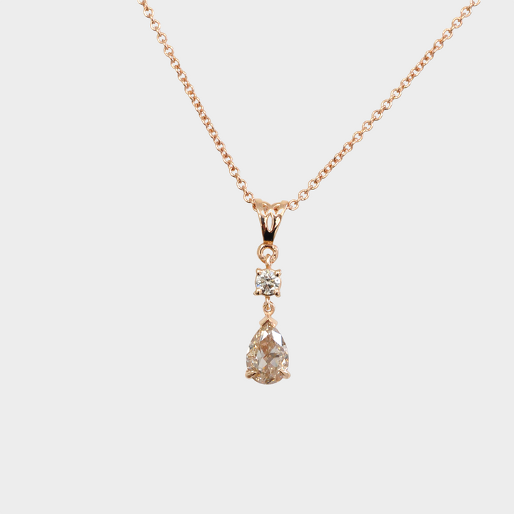 Fancy Pear Shape Diamond Pendant in Rose Gold