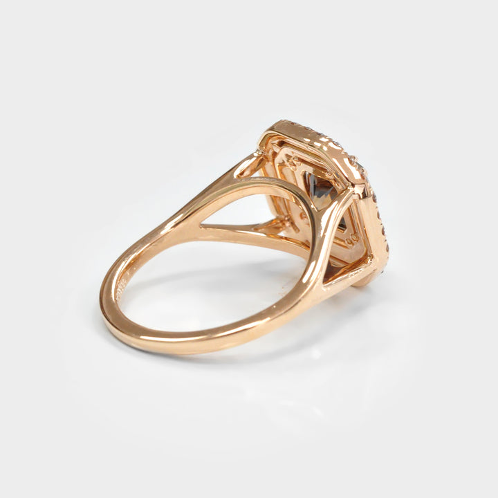 Double Halo Split shank Diamonds Ring in Rose Gold