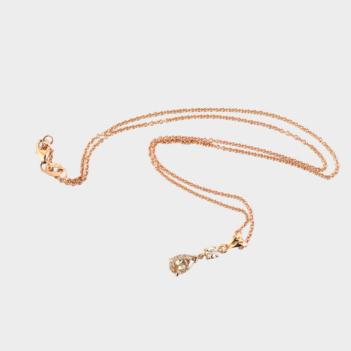 Fancy Pear Shape Diamond Pendant in Rose Gold