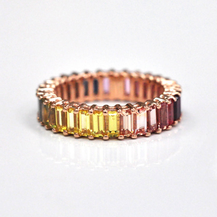 4.0 carat Fancy Mix Sapphires Eternity Ring
