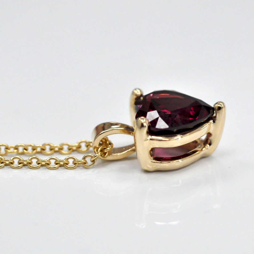 Garnet Heart Shape Pendant in Yellow Gold