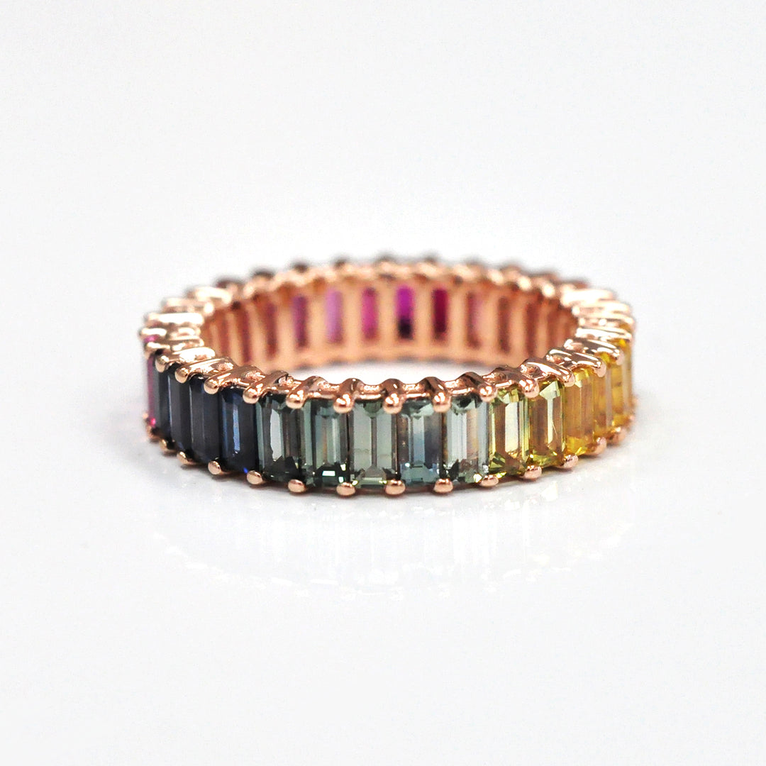 4.0 carat Fancy Mix Sapphires Eternity Ring