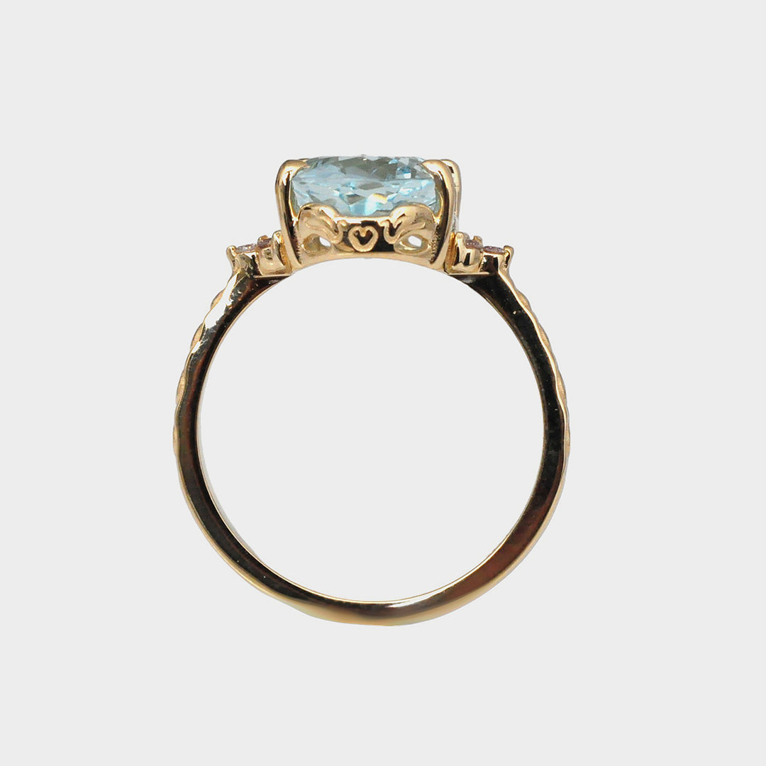 Oval Aquamarine and side diamonds Statement Ring