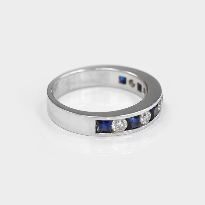 Princess Cut Blue Sapphire and Diamonds Ring