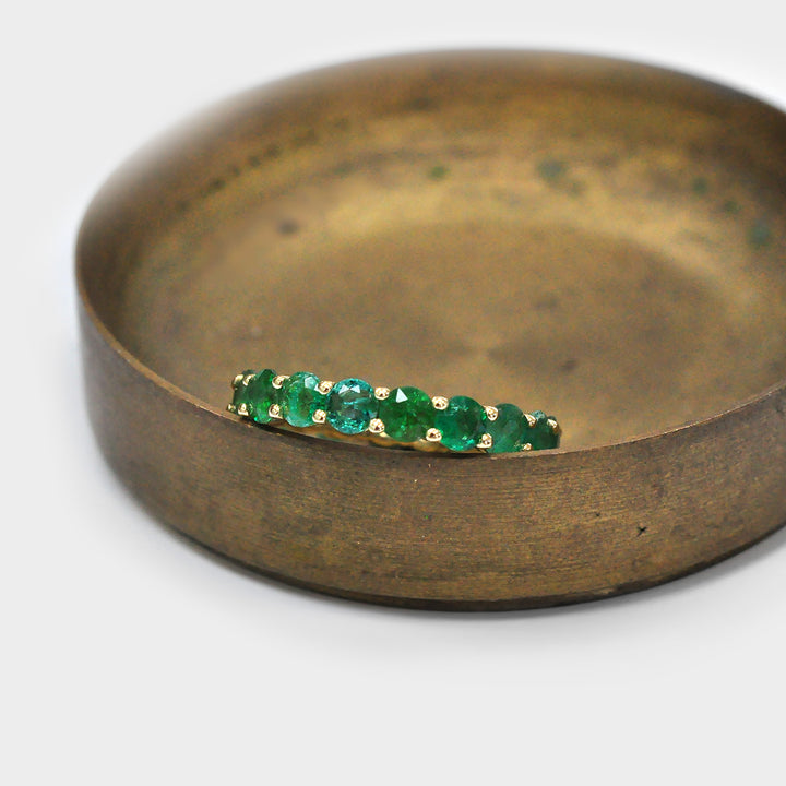 Green Emerald Yellow Gold Eternity Ring