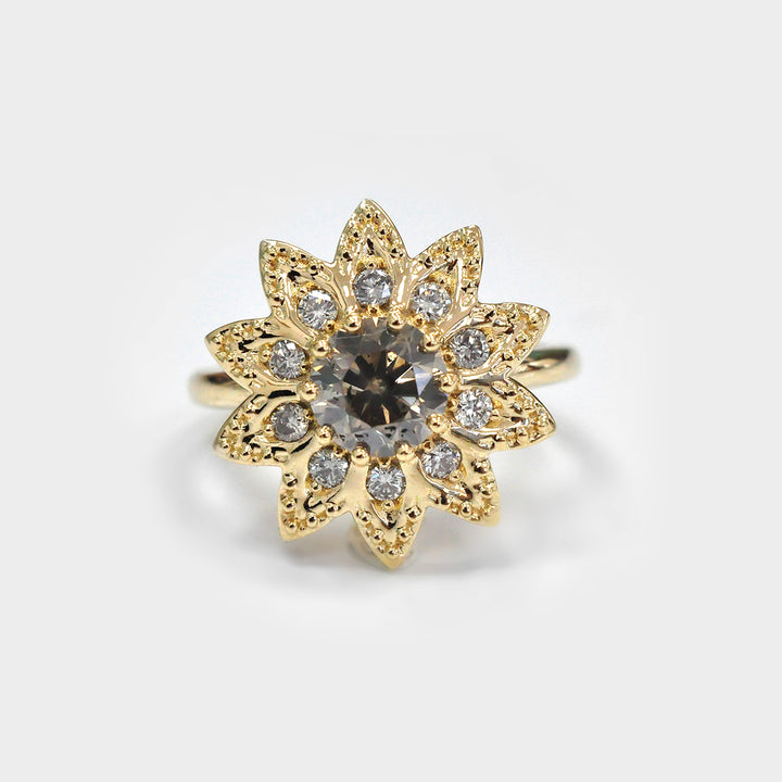 Round Diamonds  Halo Flower Design Ring