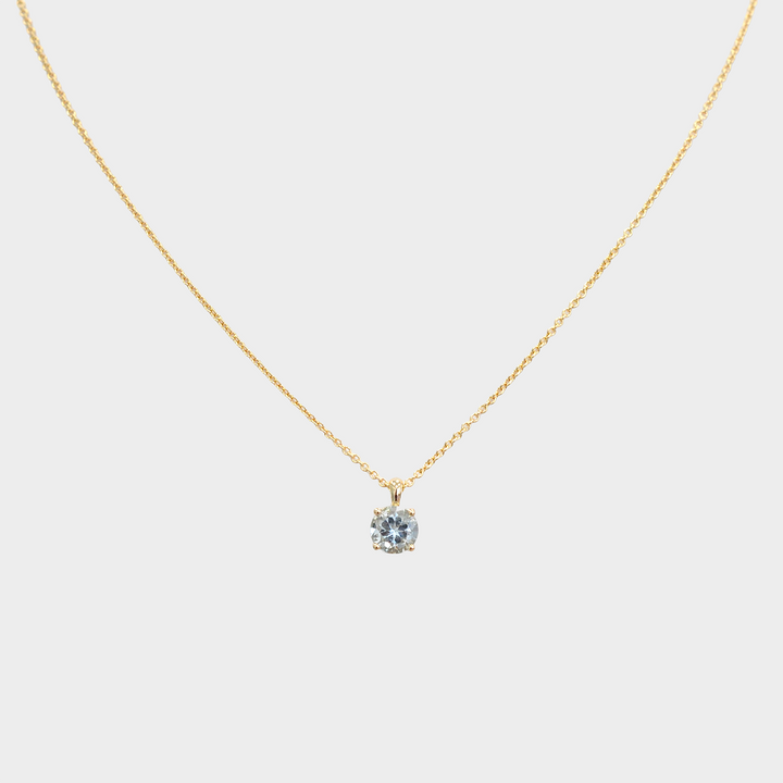 Aquamarine Solitaire Pendant in Yellow Gold