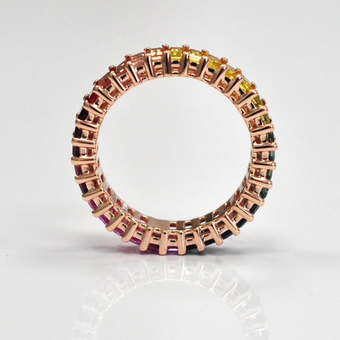 4.0 carat Fancy Mix Sapphires Eternity Ring