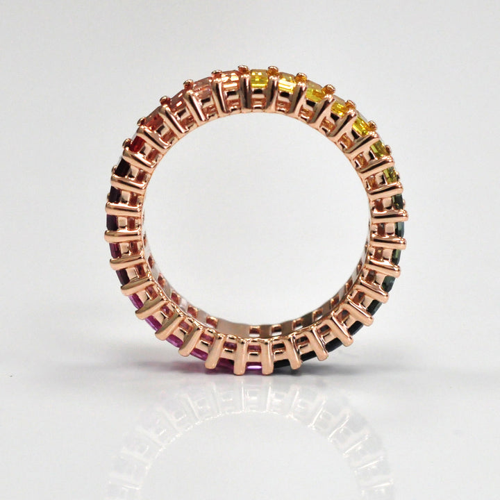 4.0 carat Fancy Mix Sapphires Eternity Ring