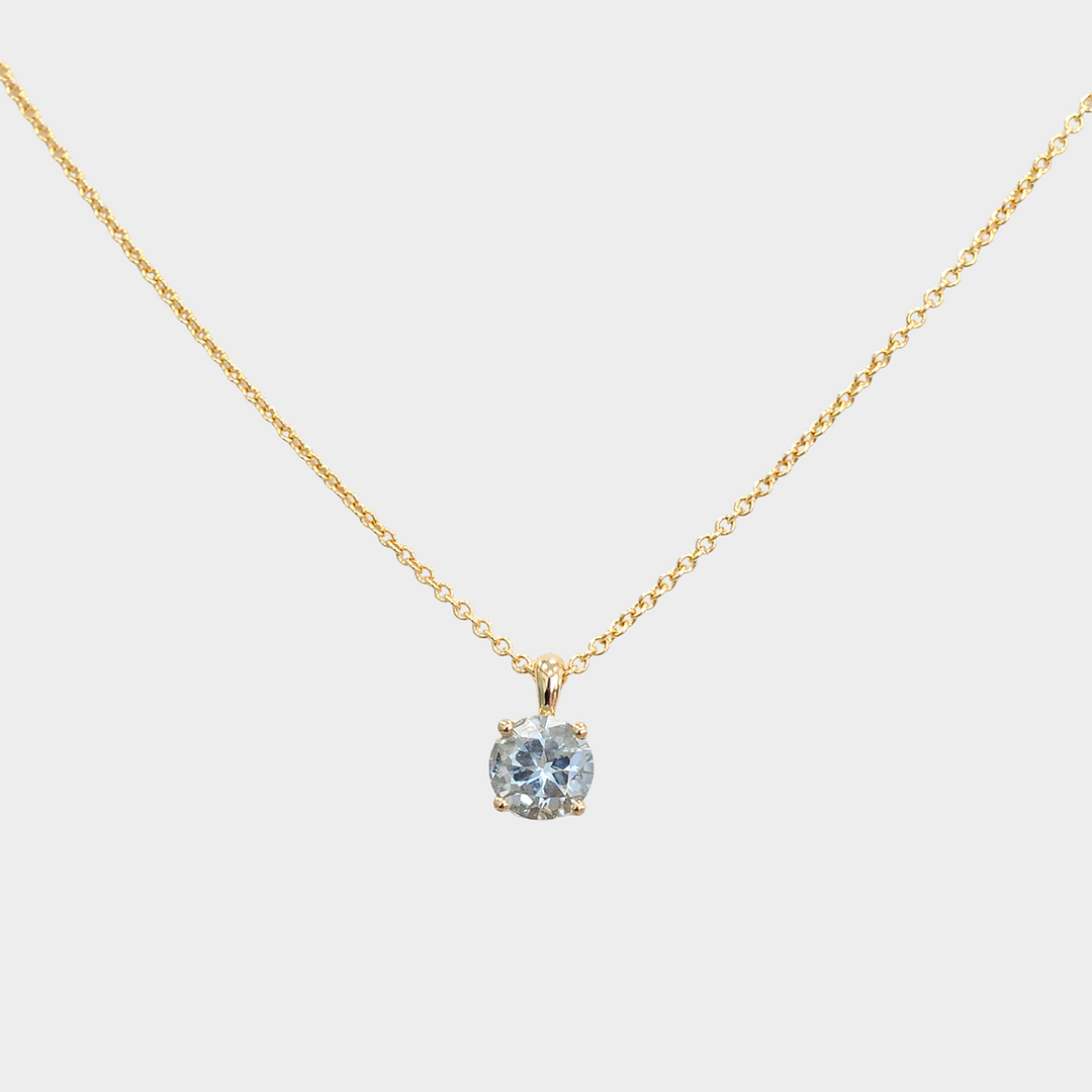 Aquamarine Solitaire Pendant in Yellow Gold