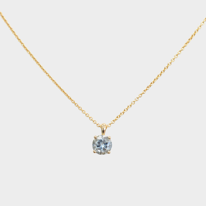 Aquamarine Solitaire Pendant in Yellow Gold