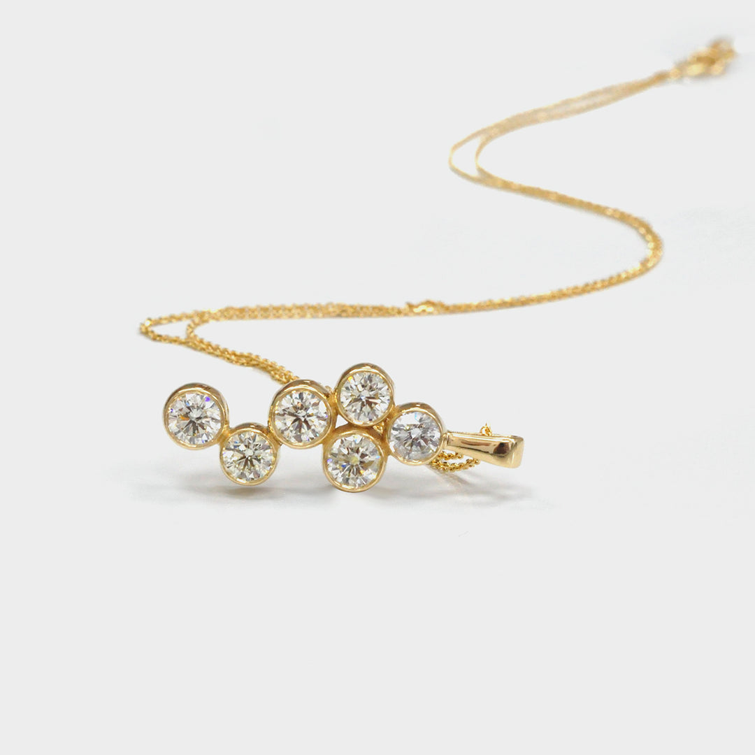 Six Diamonds Bezel Set Pendant in Yellow Gold