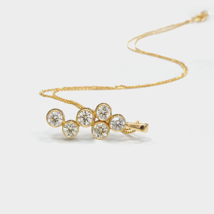 Six Diamonds Bezel Set Pendant in Yellow Gold