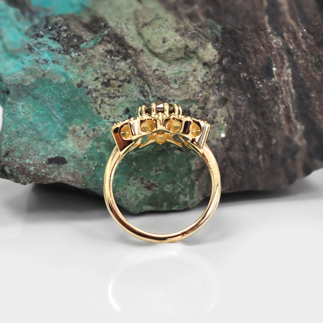 Round Diamonds  Halo Flower Design Ring