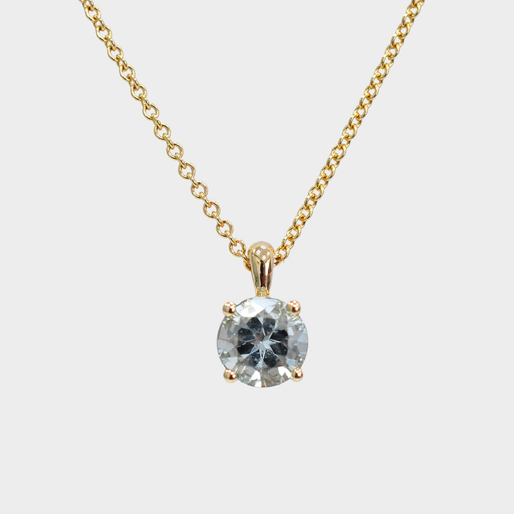 Aquamarine Solitaire Pendant in Yellow Gold