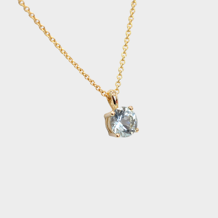 Aquamarine Solitaire Pendant in Yellow Gold