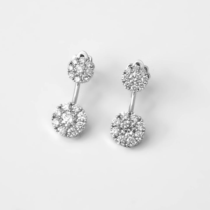 Cluster White Diamond Earrings in White Gold