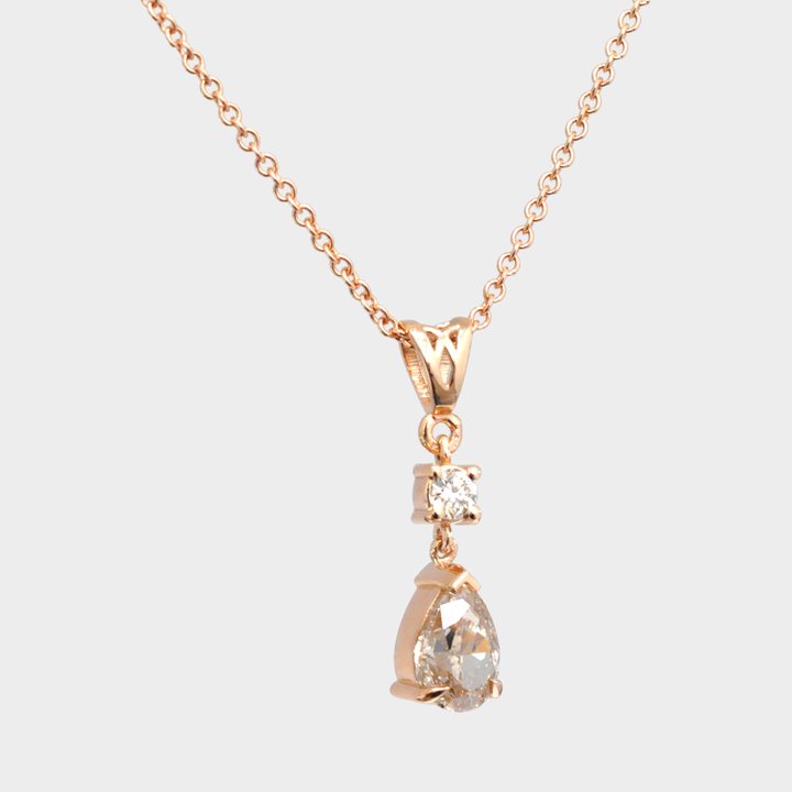 Fancy Pear Shape Diamond Pendant in Rose Gold
