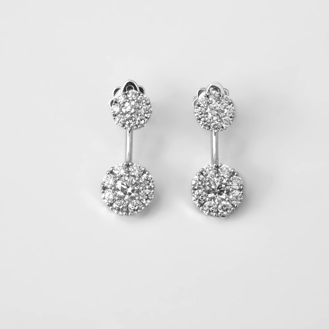 Cluster White Diamond Earrings in White Gold