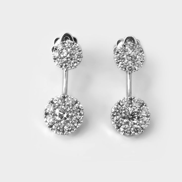 Cluster White Diamond Earrings in White Gold