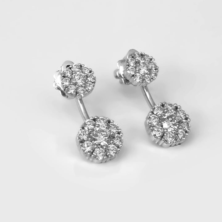 Cluster White Diamond Earrings in White Gold